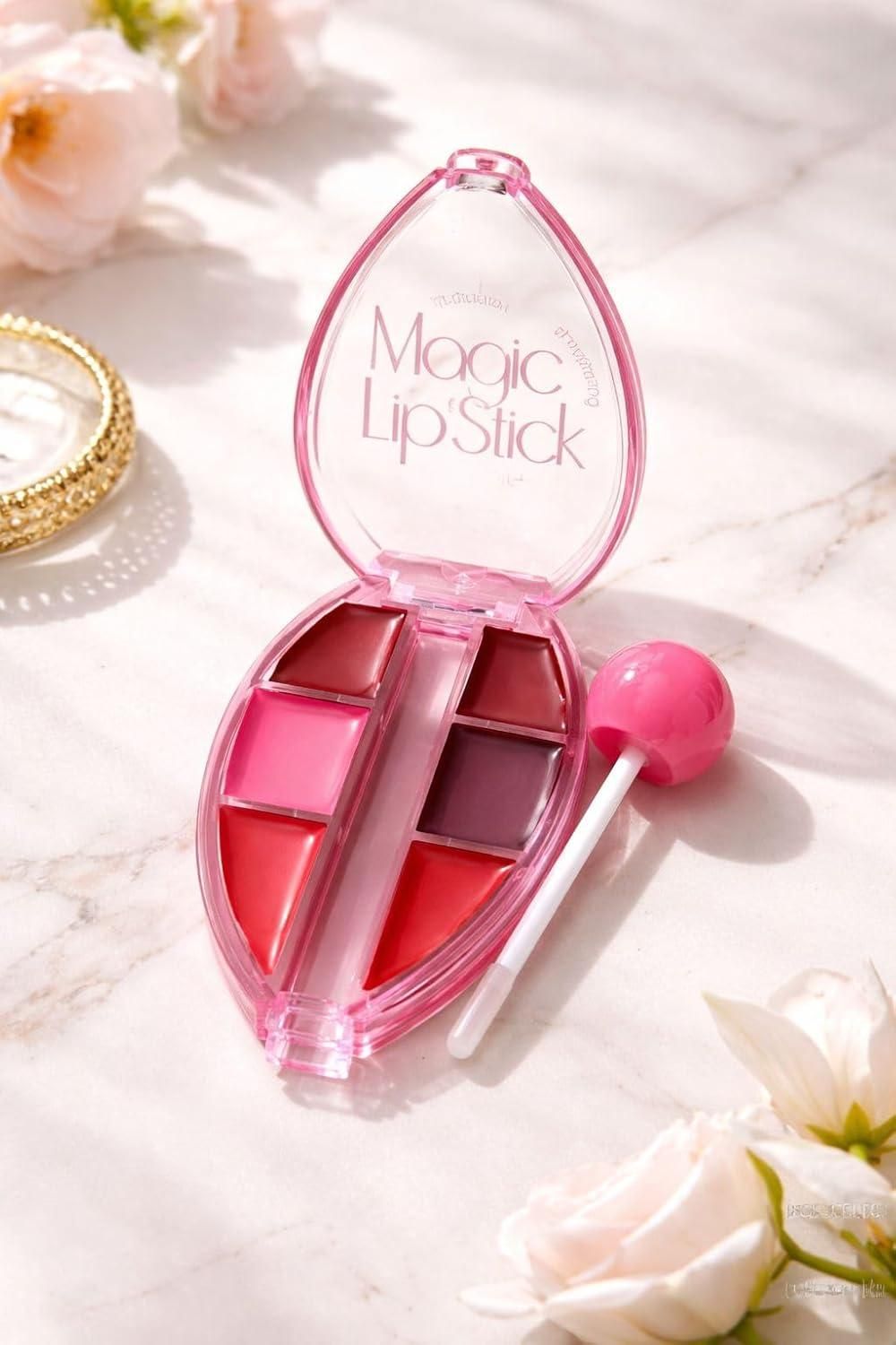 6-Shade Lipstick Palette Matte & Shimmer Finish Lip Colors